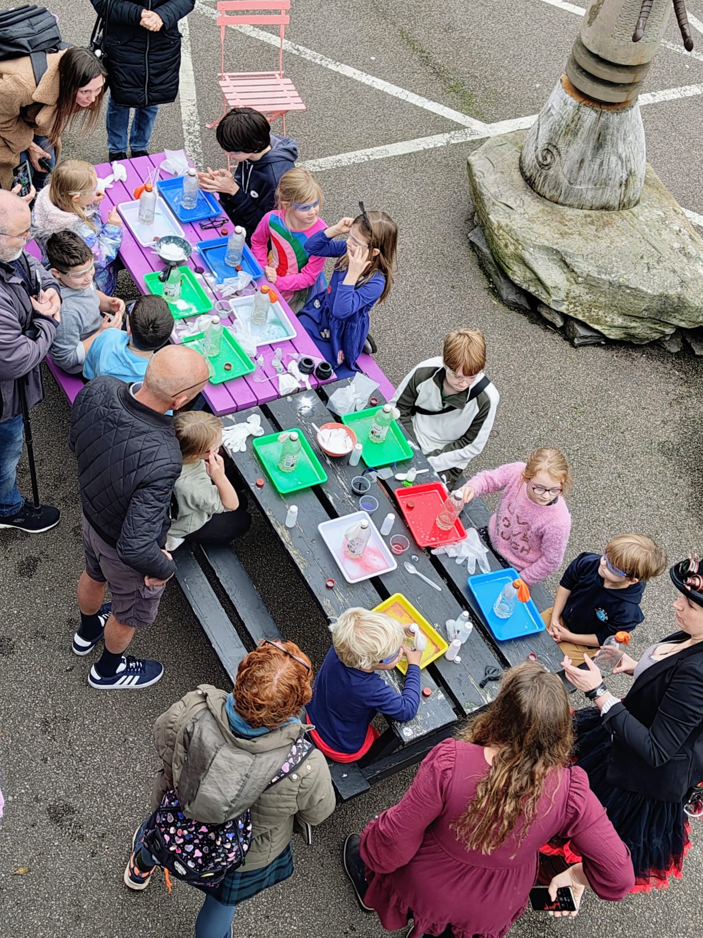 Children exploring a hands-on chemistry investigation